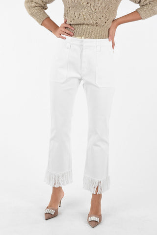 High Rise Slim Fit Jeans With Frayed Hem