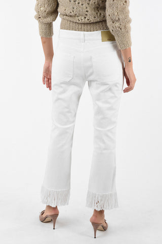 High Rise Slim Fit Jeans With Frayed Hem