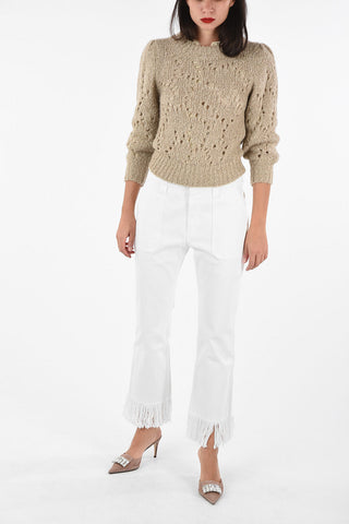 High Rise Slim Fit Jeans With Frayed Hem