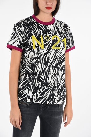 Zebra-printed crew-neck t-shirt