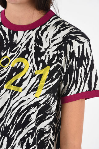 Zebra-printed crew-neck t-shirt