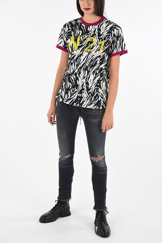Zebra-printed crew-neck t-shirt