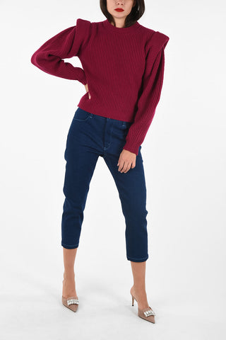 Cashmere and wool crew-neck BOLTON sweater with gigot sleeves
