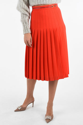 side-zip fastening High-rise Pleated midi skirt