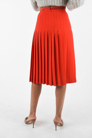 side-zip fastening High-rise Pleated midi skirt
