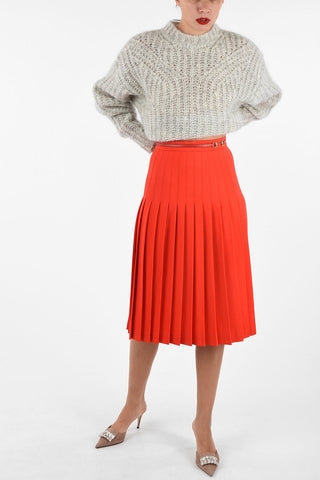side-zip fastening High-rise Pleated midi skirt