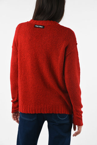 Oversized v-neck sweater with bow