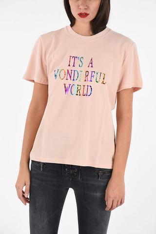 T-shirt IT’S A WONDERFUL WORLD in Piquet di Cotone