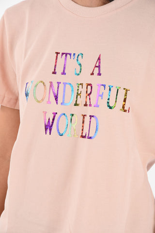 T-shirt IT’S A WONDERFUL WORLD in Piquet di Cotone