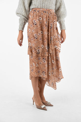 Floral-printed Mid-rise flared TORRI skirt