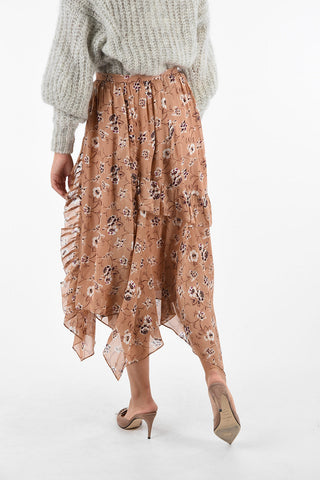 Floral-printed Mid-rise flared TORRI skirt