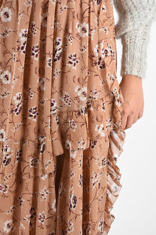 Floral-printed Mid-rise flared TORRI skirt