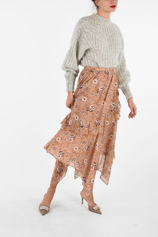 Floral-printed Mid-rise flared TORRI skirt