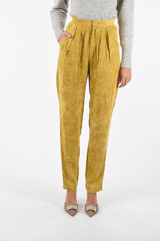  High-waist ribbed FANY pants with double pleat
