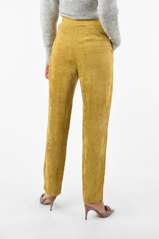  High-waist ribbed FANY pants with double pleat