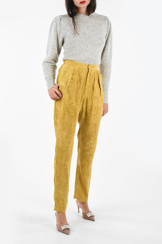  High-waist ribbed FANY pants with double pleat