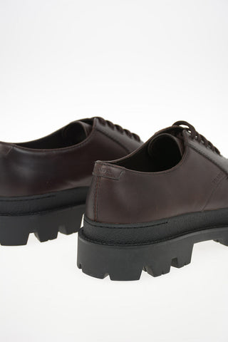 Vintage Effect Leather Platform Derby Shoes