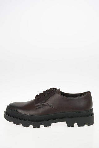 Vintage Effect Leather Platform Derby Shoes