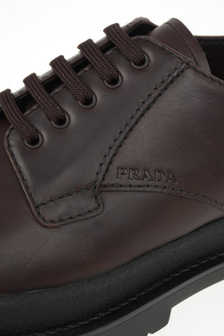 Vintage Effect Leather Platform Derby Shoes