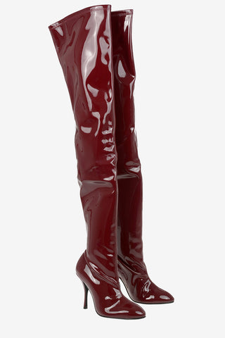 Vinyl SHILOH Over the Knee Pull On Boots 11cm
