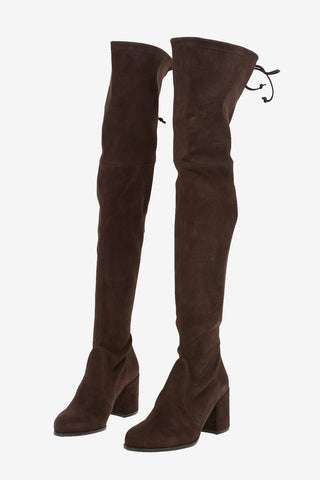 Suede TIELAND Over the Knee Pull On Boots 7CM
