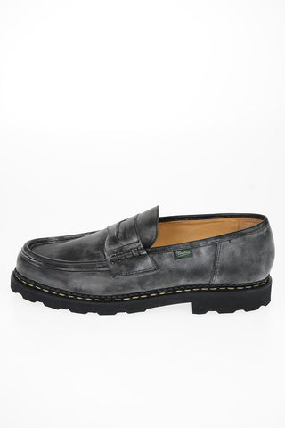 Sz 10 Uk Black Leather Shoes Moccasins Loafer LIS NOIR