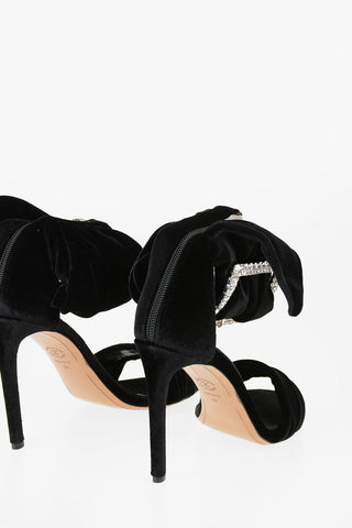 10 cm velvet Ankle-strap sandals
