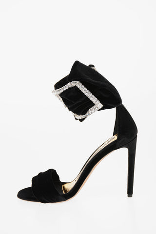 10 cm velvet Ankle-strap sandals