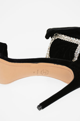 10 cm velvet Ankle-strap sandals