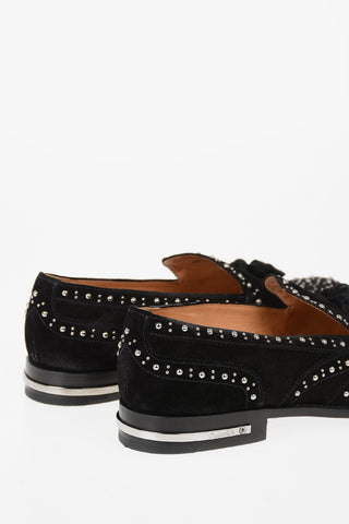 Suede leather studs tassle loafers