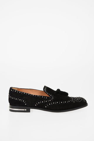 Suede leather studs tassle loafers