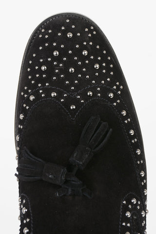 Suede leather studs tassle loafers