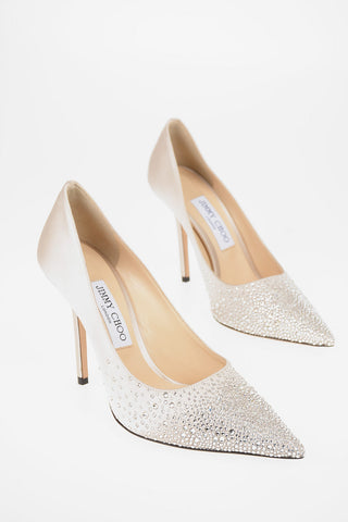 10cm satin Pumps with Jewel Insert