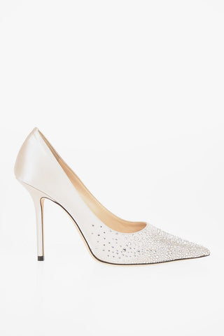 10cm satin Pumps with Jewel Insert
