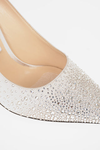 10cm satin Pumps with Jewel Insert