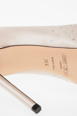 10cm satin Pumps with Jewel Insert