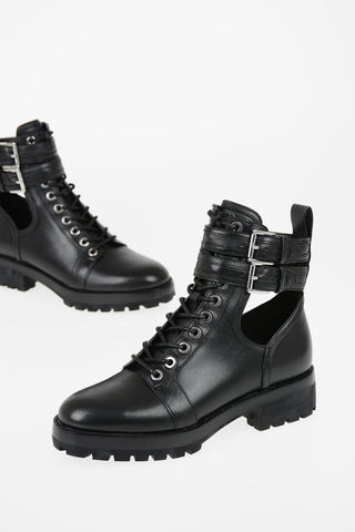MICHAEL leather Cut Out Combat boots