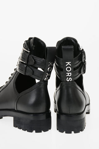 MICHAEL leather Cut Out Combat boots