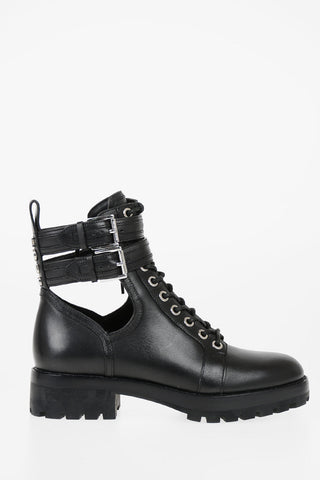MICHAEL leather Cut Out Combat boots
