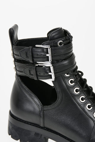 MICHAEL leather Cut Out Combat boots