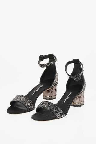 5.5cm leather AZALEA Decorative Heel Ankle-strap sandals