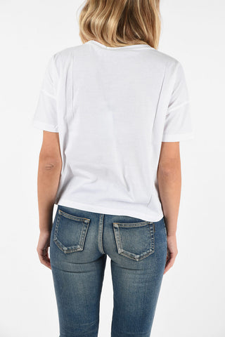 Crew-neck T-shirt With Floral Applications