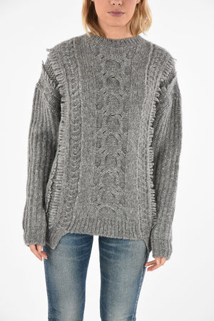 maglia girocollo a trecce