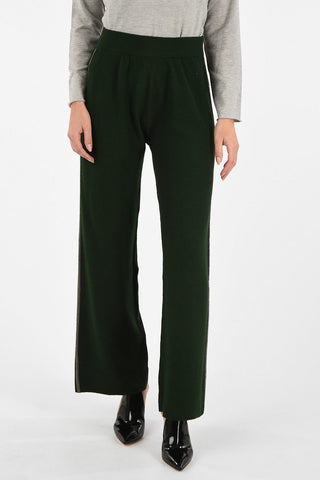 Virgin-wool Flared Joggers with Beaded Side Bands