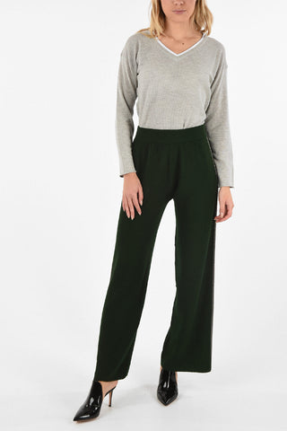 Virgin-wool Flared Joggers with Beaded Side Bands