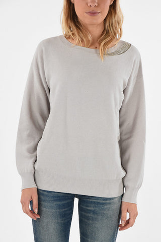 Crewneck Sweater With Jewel Detail
