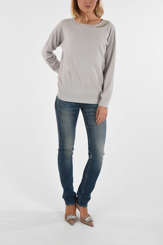Crewneck Sweater With Jewel Detail