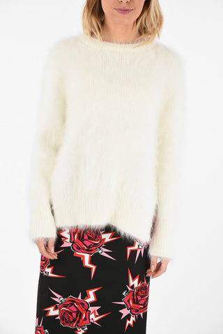 Fuzzy crew-neck sweater