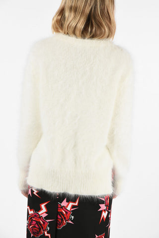 Fuzzy crew-neck sweater