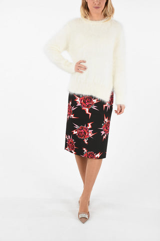 Fuzzy crew-neck sweater